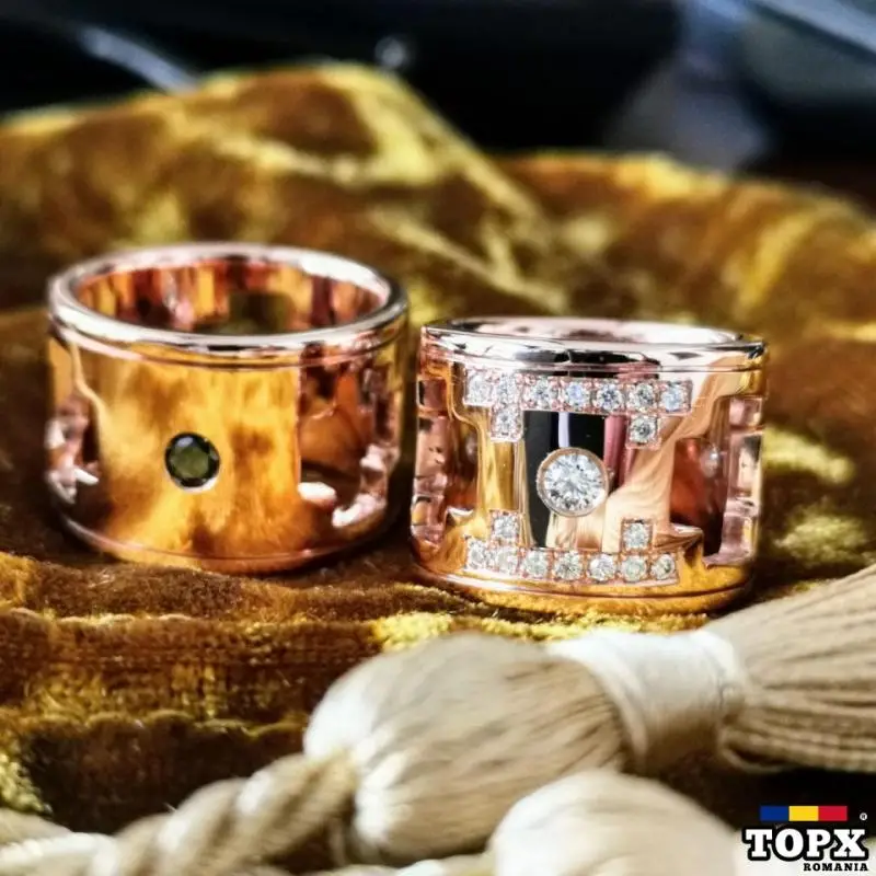 Verighete You & God Aur Roz 18k cu Diamante AEDP182487B - 4