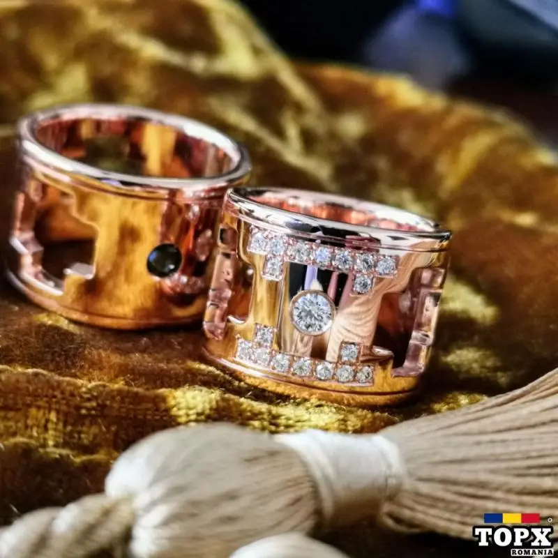 Verighete You & God Aur Roz 18k cu Diamante AEDP182487B - 5