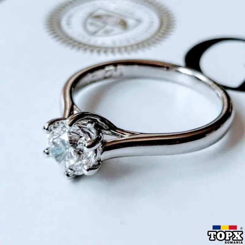 Inel Logodna Solitaire Aur Alb 18k cu Diamant Natural 0.50ct GIA