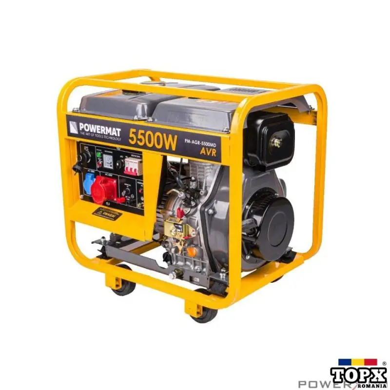 Generator de curent pe motorina 5 5 kW  pornire la cheie  2 in 1
