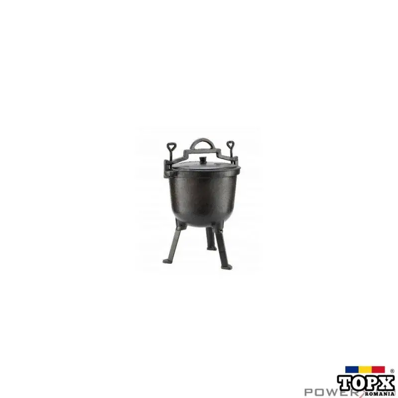 Ceaun din fonta cu picioare si capac  7litri  negru  Kinghoff