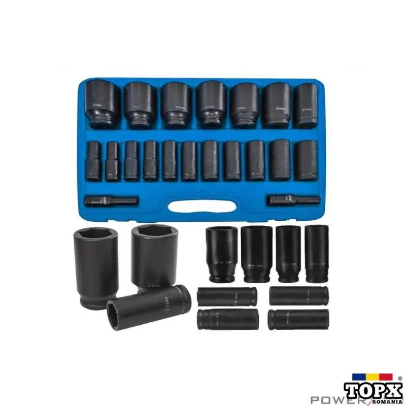 Trusa tubulare impact 1/2"  10 - 38 mm  lungi  20 piese  Silver