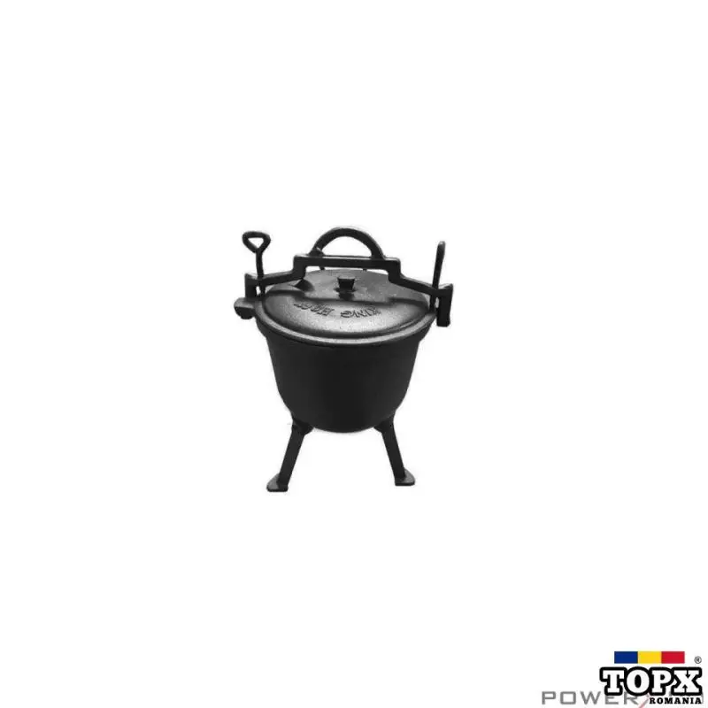 Ceaun din fonta emailata cu picioare si capac  4litri  negru  Kinghoff