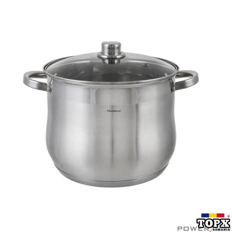 Oala din inox cu capac din sticla  32cm Fund termic multistrat  18.7l