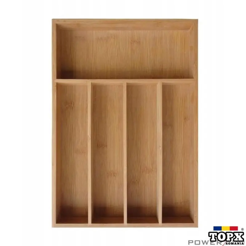 Cutie tacamuri din bambus pentru sertar  5 compartimente  35 5x26 5 cm