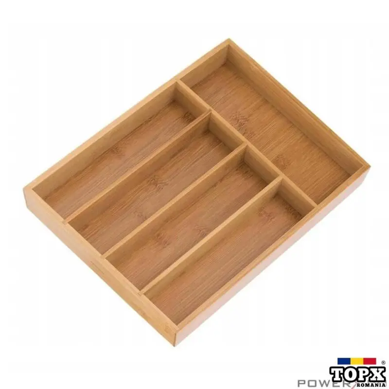 Cutie tacamuri din bambus pentru sertar  5 compartimente  35 5x26 5 cm - 3