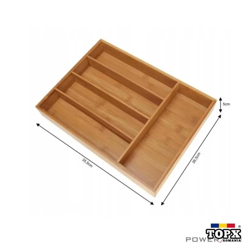 Cutie tacamuri din bambus pentru sertar  5 compartimente  35 5x26 5 cm - 5