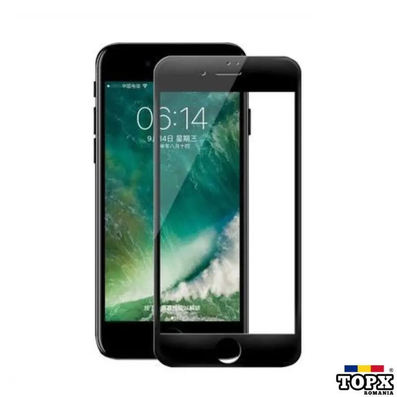 Folie de sticla FULL GLUE pentru Apple iPhone 8  GloMax 3D Negru  lipi