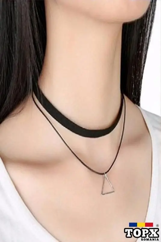 Choker Mystyle Fashion Black pyramid - Colier elegant pentru gat