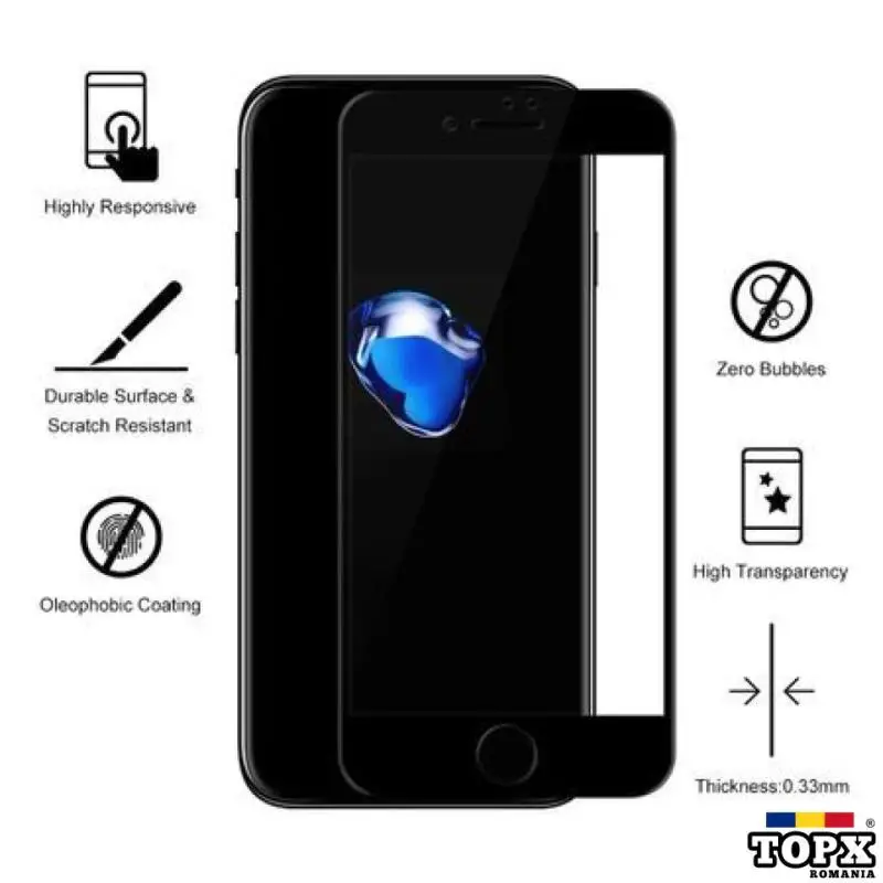 Folie sticla securizata 5D Full Glue pentru iPhone 8  Negru
