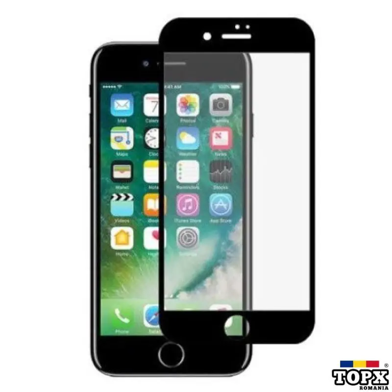 Folie sticla tip 5D BLACK compatibila iPhone 8 calitate premium