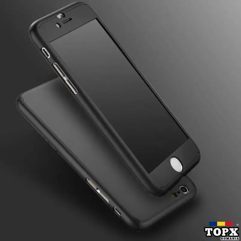 Husa 360 grade pentru Iphone 7 NEAGRA cu folie de protectie inclusa