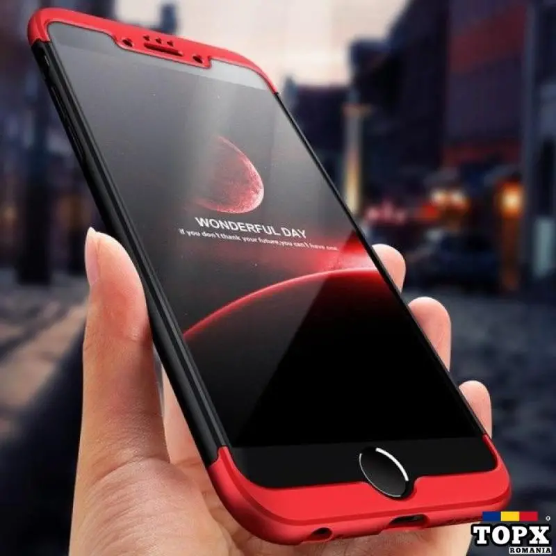 Husa Apple iPhone SE2  FullBody 360° 3in1 Negru-Rosu