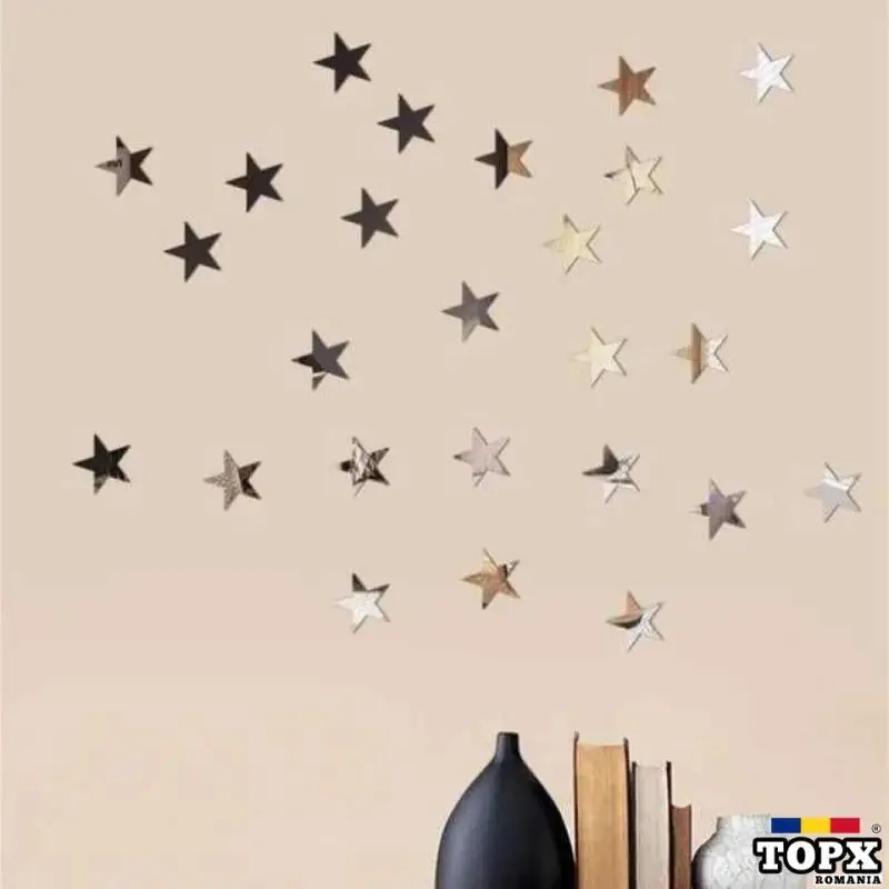 Set 100 Oglinzi Acrilice Autoadezive  Model STELUTE  4x4 cm  Silver