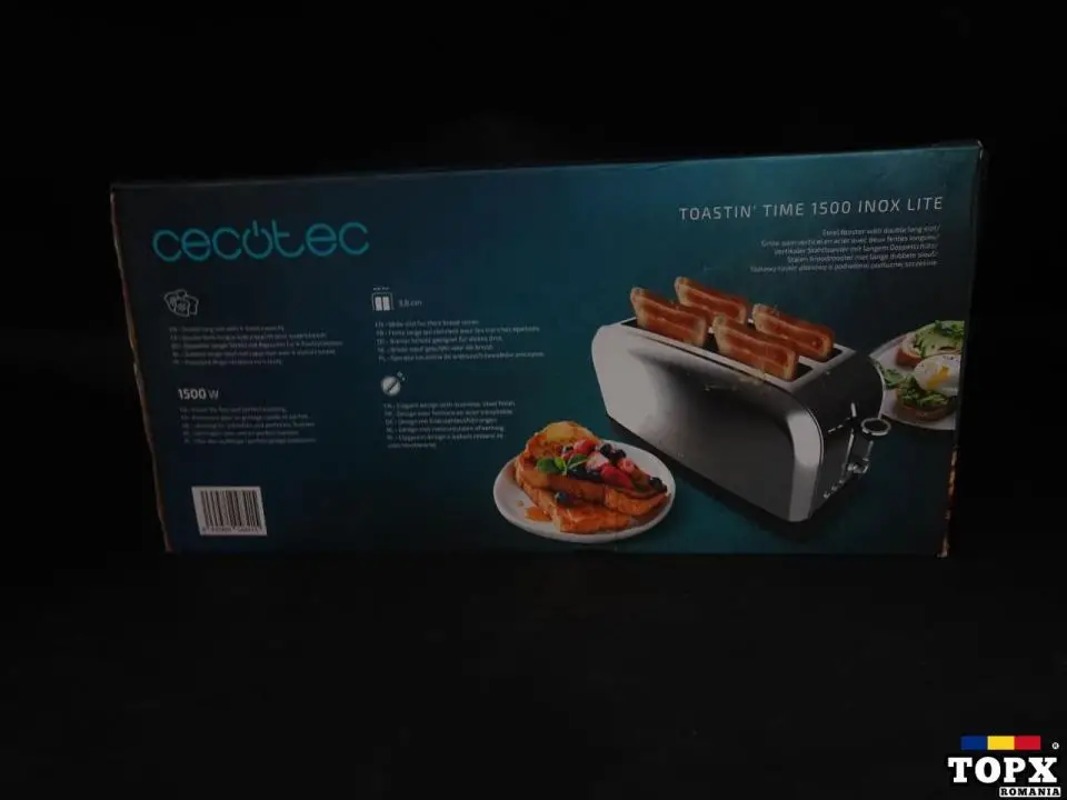 Toaster Vertical Cecotec 2 Fante Lungi Toastin' time 1500 Inox Lite