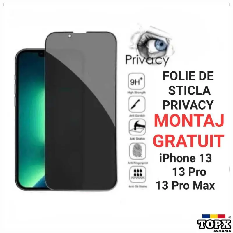 Folie de Sticla Privacy iPhone 13 Pro Max -Tempered Glass Full-