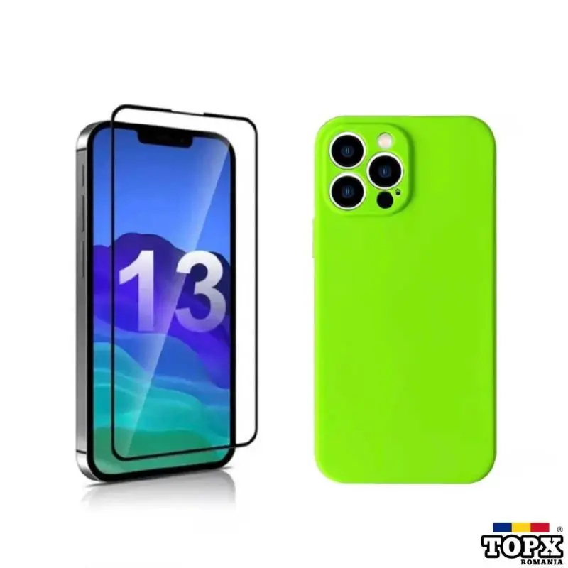 Set Folie de Sticla Full + Husa interior catifelat iphone 13 Pro Max