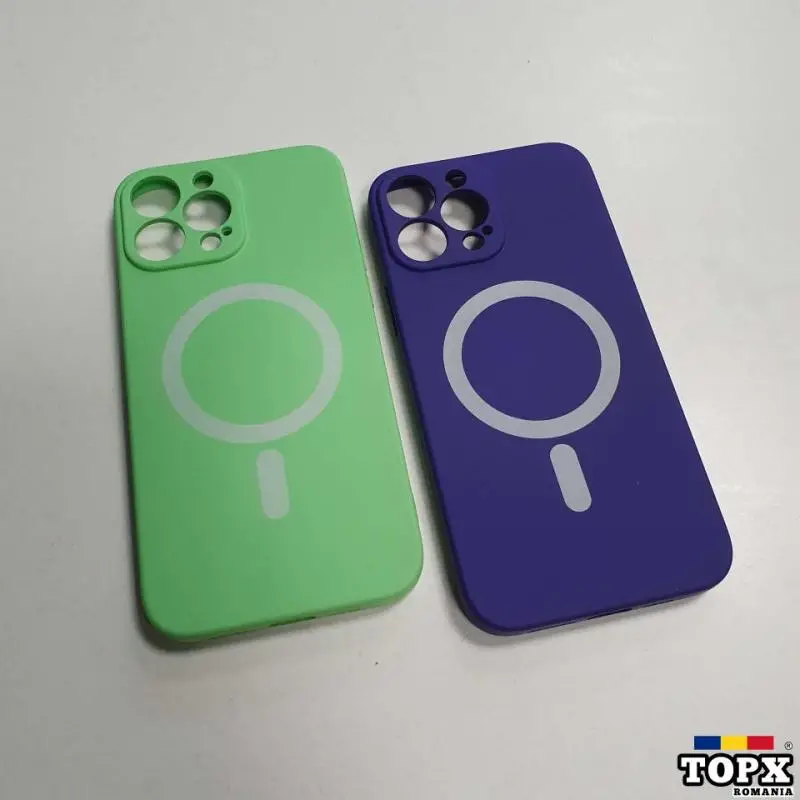 iPhone 13 Pro Max - Husa MagSafe interior catifelat / verde / mov