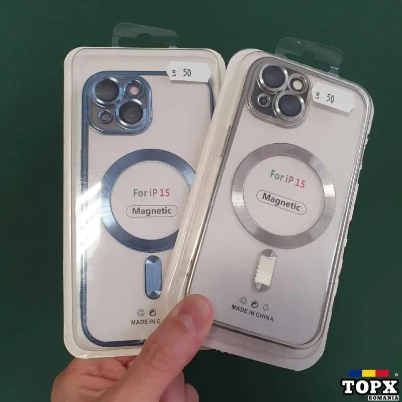 Husa MagSafe iPhone 15 / lentile acoperite /negru/albastru/argintiu