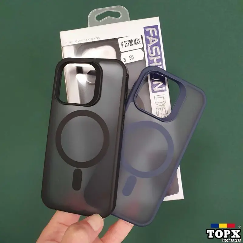 Husa AntiSoc MagSafe iPhone 15 Pro . 15 Pro Max . Black.Blue