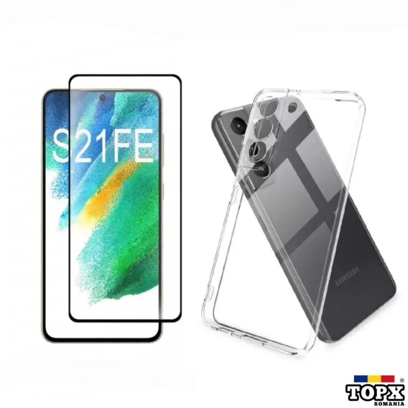 Pachet Samsung S21 FE 5G Husa Slim Transparenta + Folie de Sticla Full