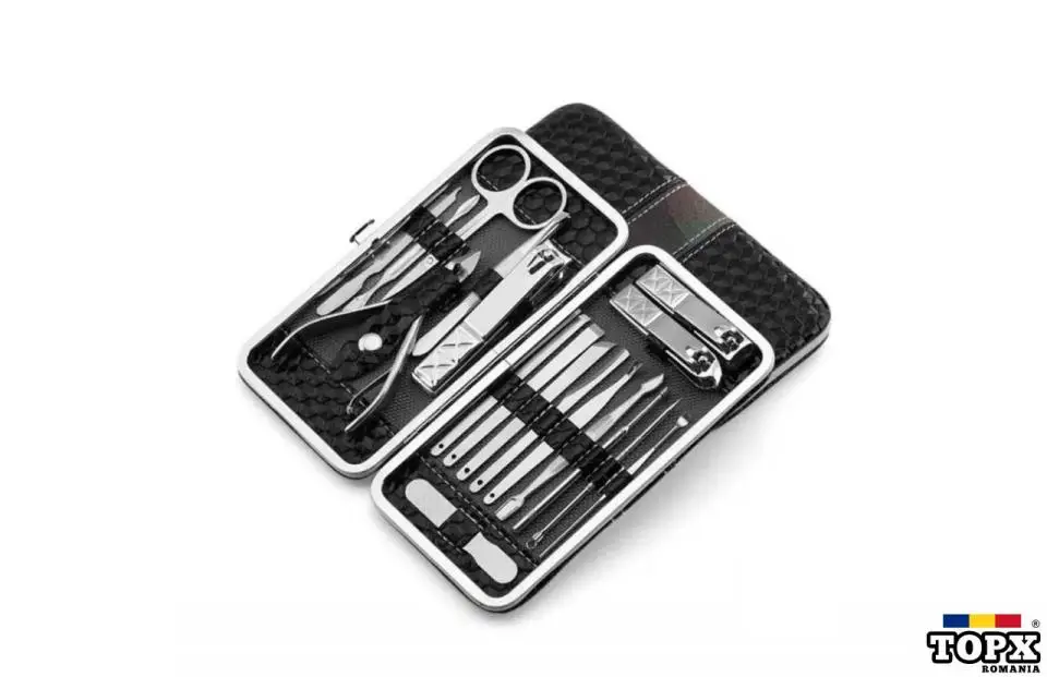 Trusa manichiura profesionala 18 piese  Black&Silver