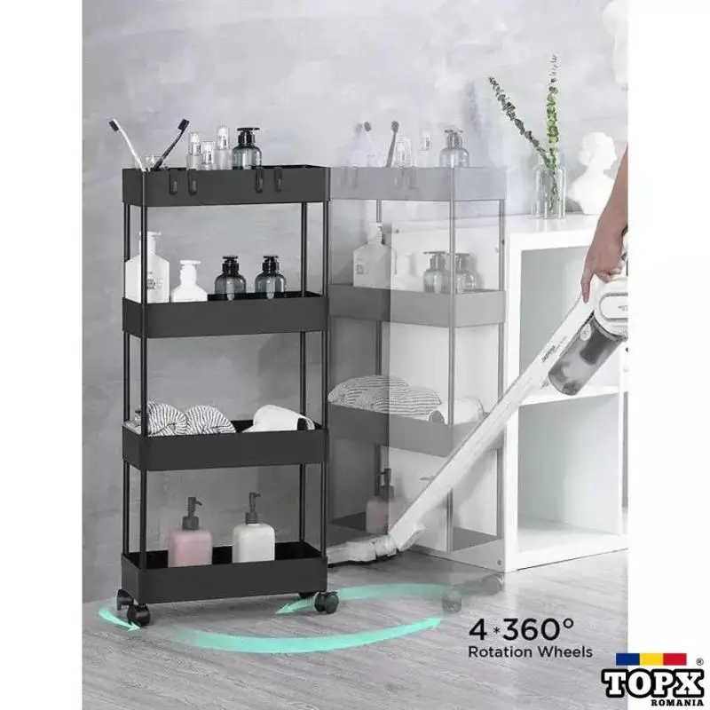 Raft cu 4 etaje etajera raft cu roti carucior bucatarie carucior baie