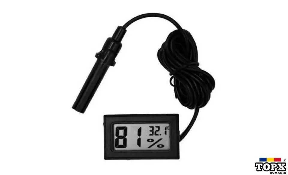 Termometru / Higrometru digital cu afisaj LCD cu sonda exterioara 1m
