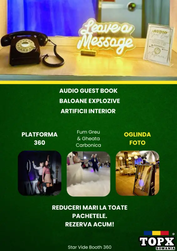 Oglinda Foto, Platforma 360, Fum greu, Baloane explozive, Audio Guest Book