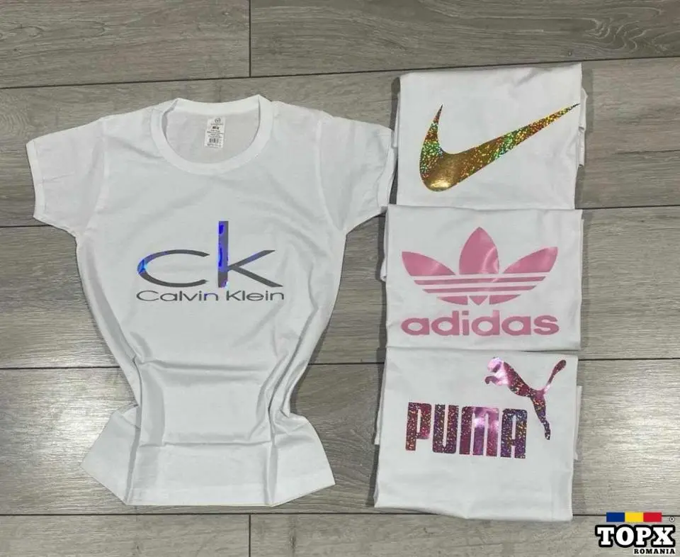 Set 4 tricouri de băieți și fetite bumbac cu lycra sigla imprimata - 2