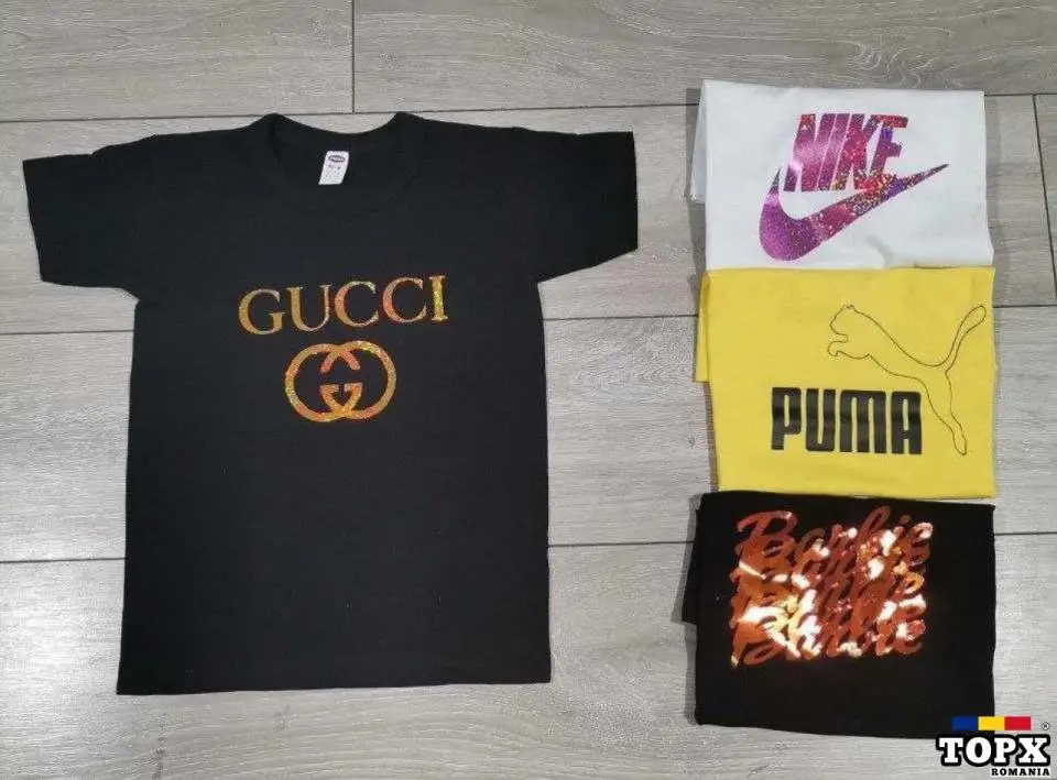 Set 4 tricouri de băieți și fetite bumbac cu lycra sigla imprimata - 4