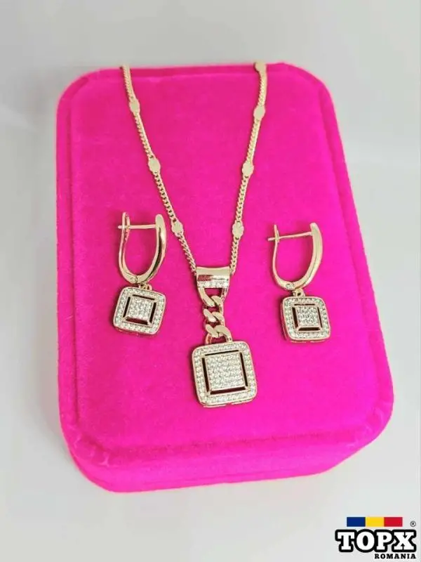 Set 2 piese cercei și lănțișor