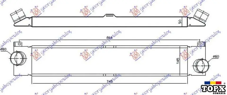 Vand intercooler compresor pentru FIAT DUCATO 06-14, 2.3 JTD ULEI (745x145x50)