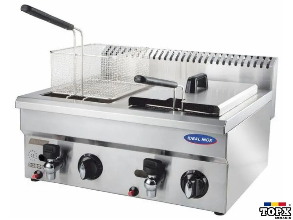 Friteuza profesionala dubla, Ideal Inox, Gaz Natural, 10+10 l, Linia Eco