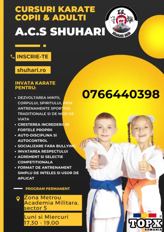Cursuri karate copii si karate adulti prin ACS ShuHaRi Karate Bucuresti