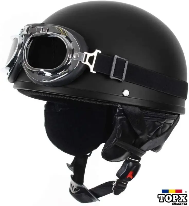 MIL-TEC Set Casca Moto Half Face cu Ochelari Marime M 57-58 cm