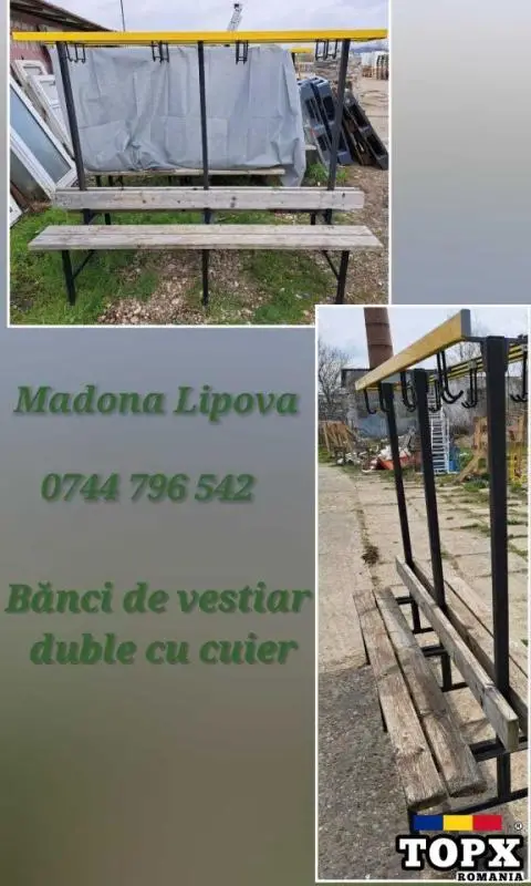 Banci de vestiar duble cu cuier