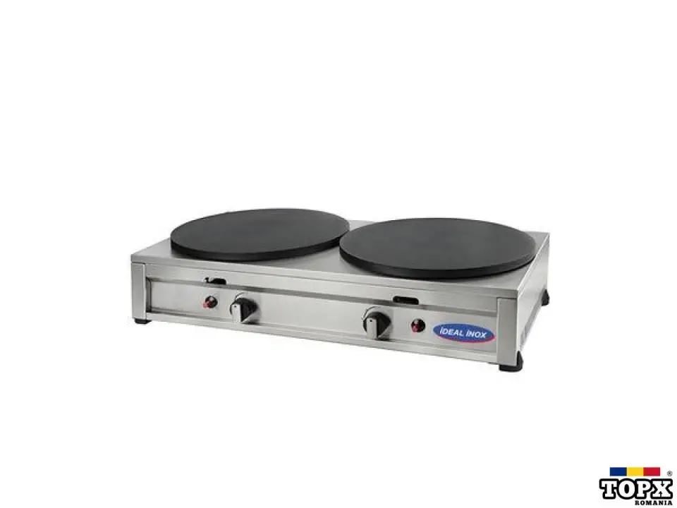 Crepiera profesionala pe gaz dubla, Ideal Inox, 40 cm