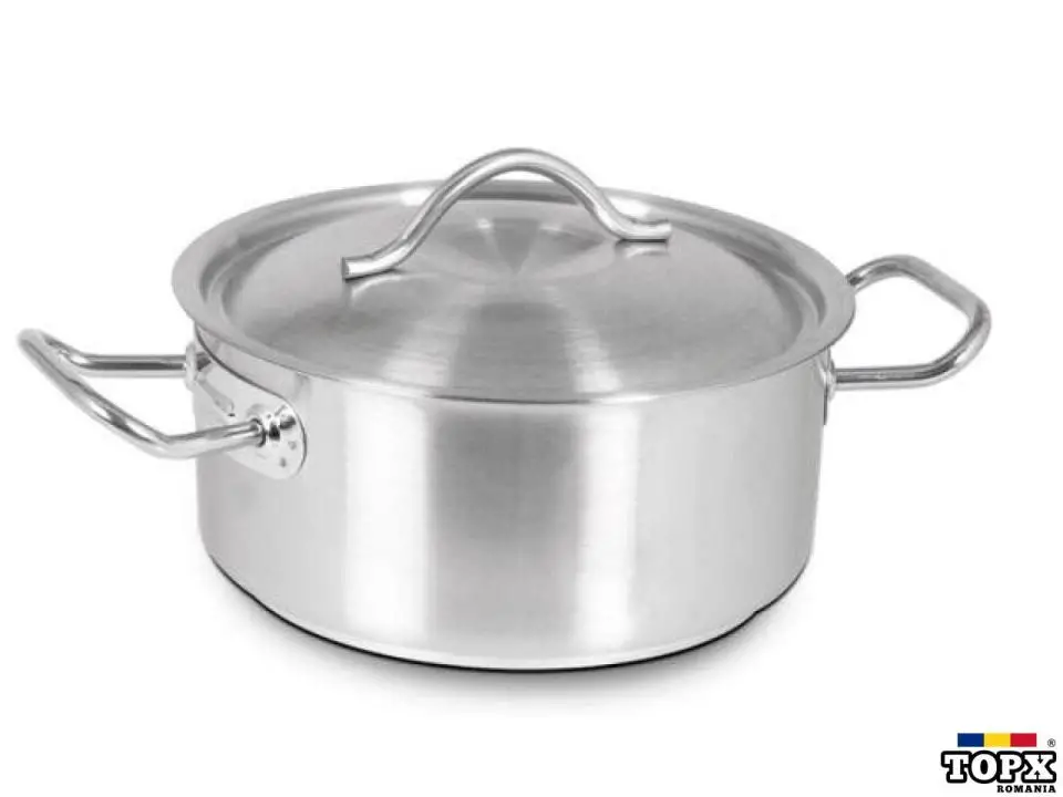 Oala profesionala din inox cu capac, cilindrica, Orta Derin 17 l, Ideal Inox, 30x24 cm