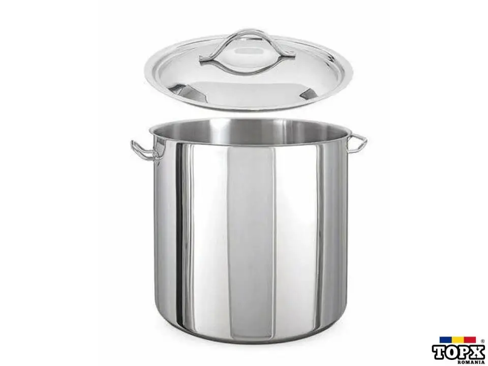 Oala inox cu capac profesionala cilindrica 36.6 l, Ideal Inox, inox 18/10, dimensiuni 36x36 (h) cm