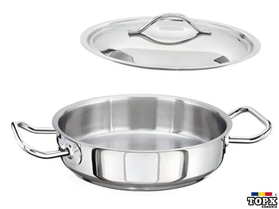 Cratita inox profesionala cu capac 15.9 l, Ideal Inox, 45x10 (h) cm, otel inoxidabil 18/10