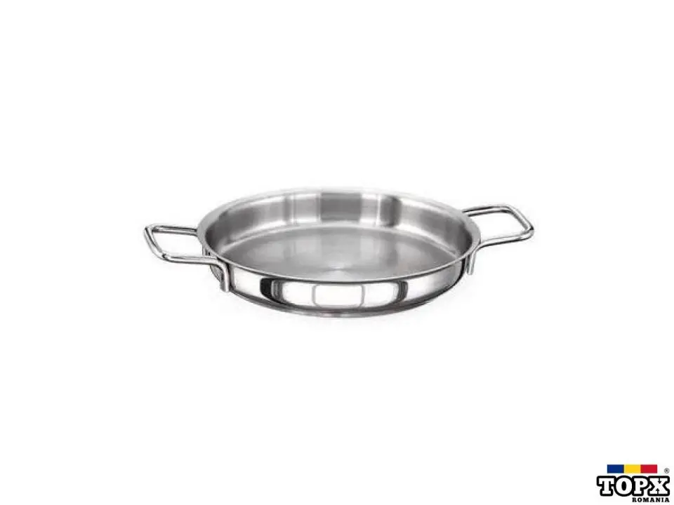 Tigaie pentru omleta, IDEAL INOX, realizata din otel inoxidabil 18/10, dimensiuni cm 14 x 3(H)