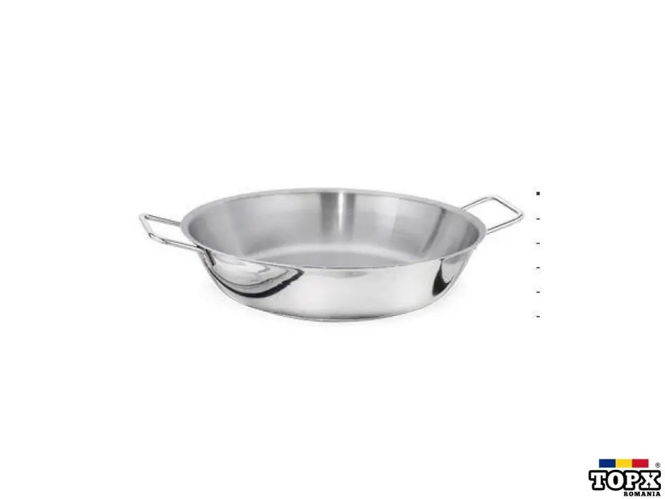 Tigaie preparat paella, IDEAL INOX, realizata din otel inoxidabil 18/10  capacitate 6 l