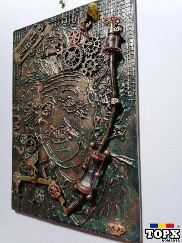 Albert Einstein geniu steampunk,industrial,tablou 3d unicat