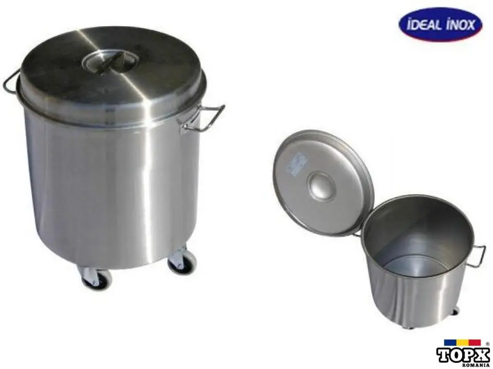 Cos gunoi inox cu rotile, Ideal Inox, 50 l