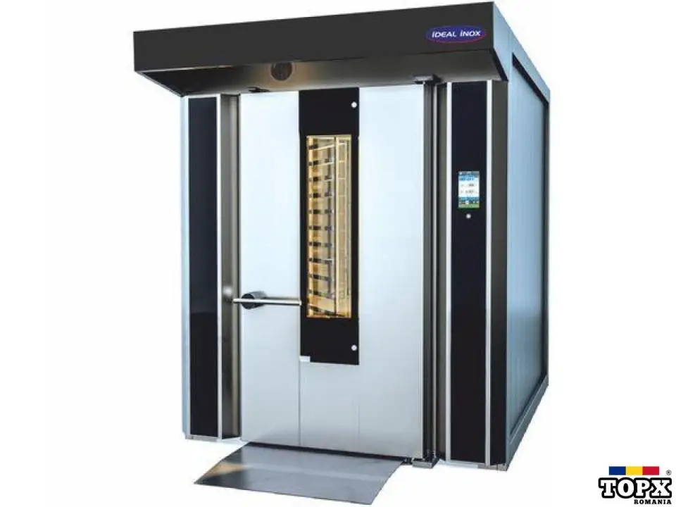 Cuptor profesional rotativ, Ideal Inox, 18 tavi 600x800, gaz, hota inox