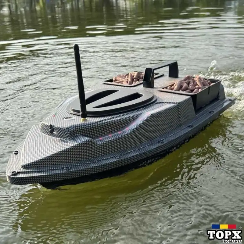 Barcuta de plantat tip Delfin pescuit crap 2cuve 2motoare 2baterii GPS