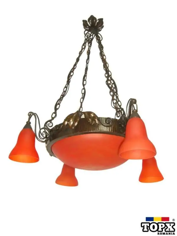 Candelabru Art Deco francez  Art Nouveau  Pate de Verre  vintage