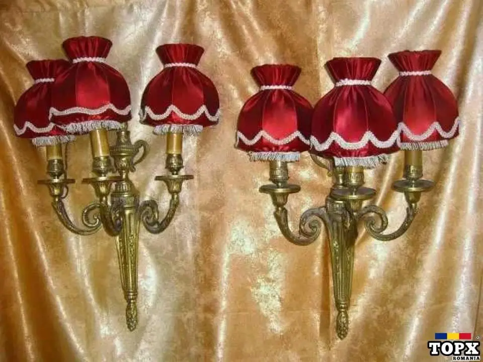 Aplice Baroc Victorian  Napoleon  bronz dore  abajur satin  vintage