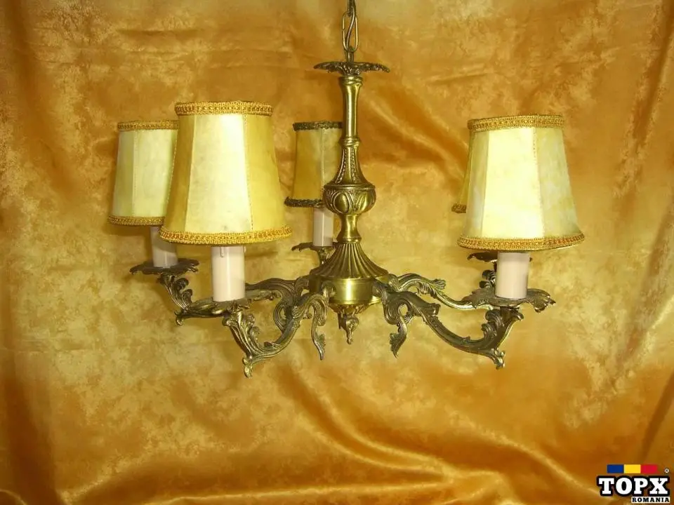 Lustra bronz Baroc Victorian abajur piele vintage